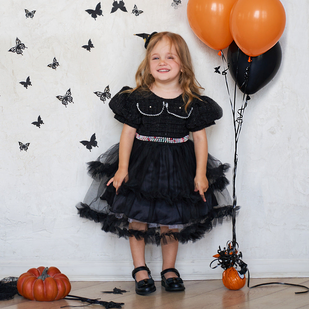 Girls' Mesh Puff-Sleeve Halloween Dress