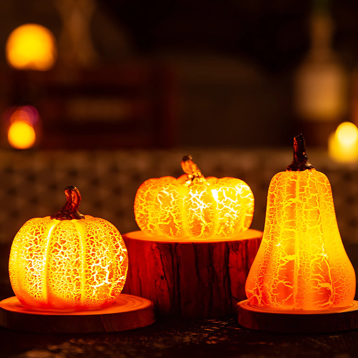 Resin Pumpkin Lantern with LED Candle