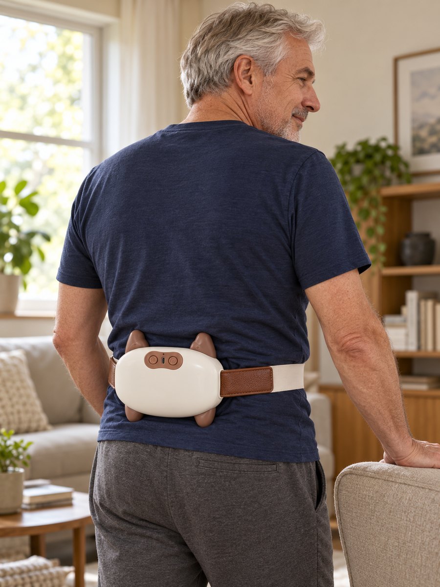 The massager strapped to the lower back