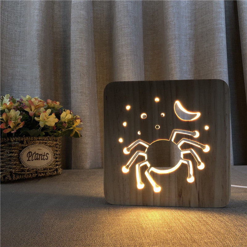 Spider Web Wooden Night Light