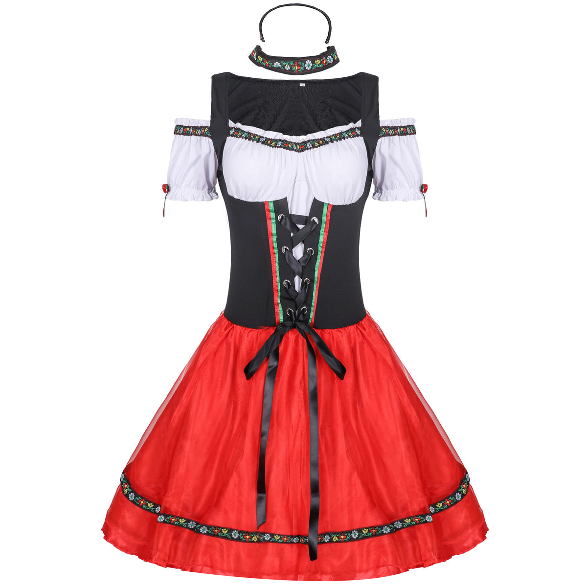 Red and Black Laced Party Dress