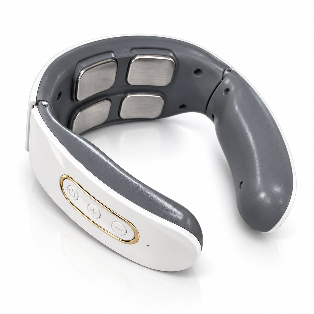 Neck Massage Collar, White / Four-Pad with Remote / USB